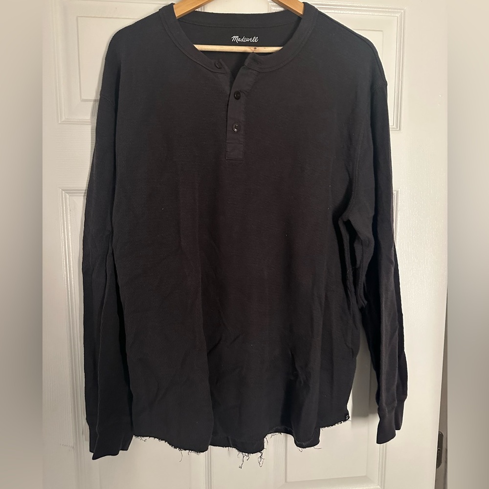 Madewell Men's Charcoal Long Sleeve Henley